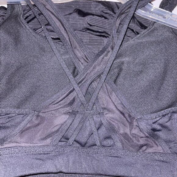 Athleta Women's Transcendence Black Stripe Tank Top Sports Bra Active Small - Picture 8 of 13